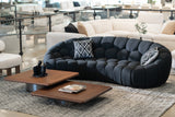 Yolonda Modern Curved Black Fabric Sofa