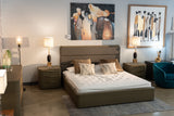 Lois Modern Grey Leather & Beige Shagreen Bed