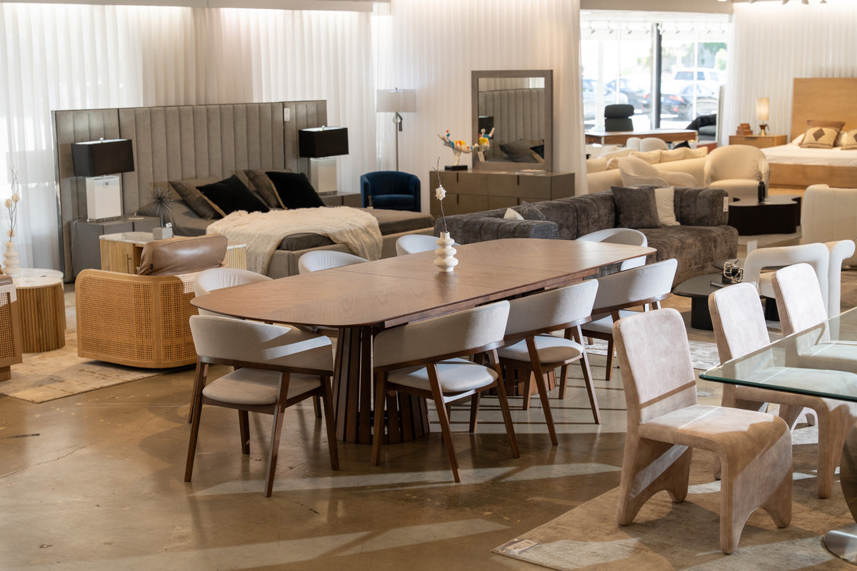 Truman Mid-Century Modern Walnut Extendable Dining Table