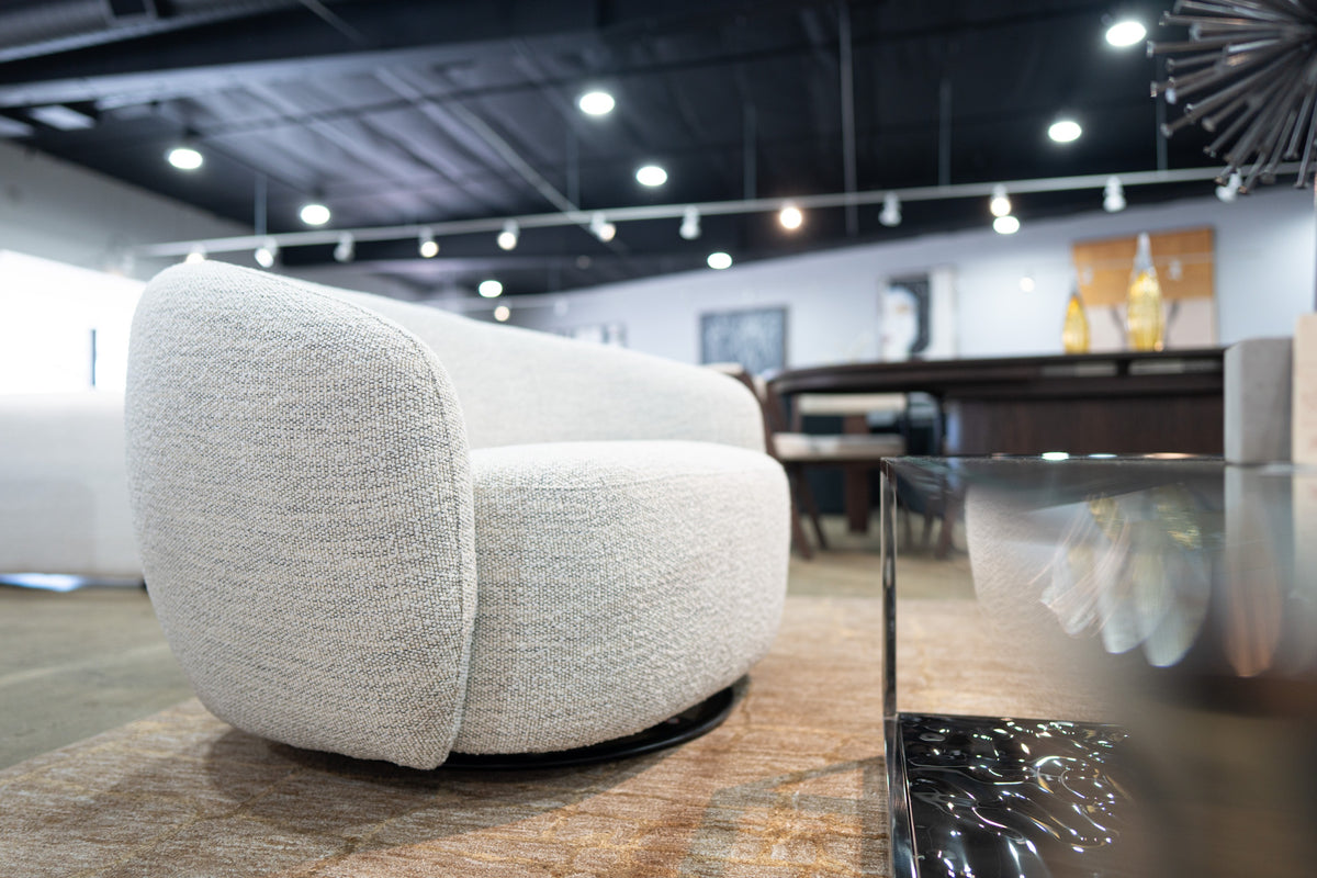 Omaha Modern Swivel Off White Fabric Chair