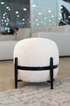 Fouston Contemporary White Sherpa Pouf