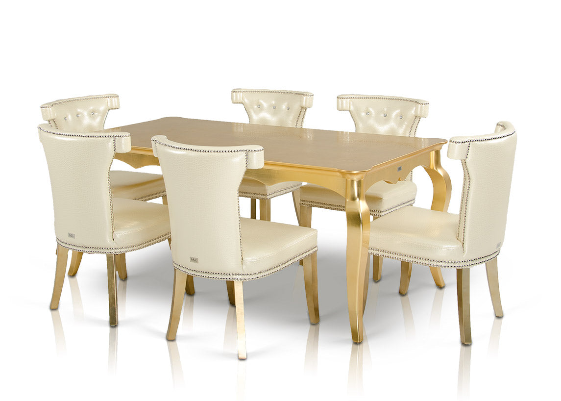 Imperial Transitional Gold Crocodile Dining Table