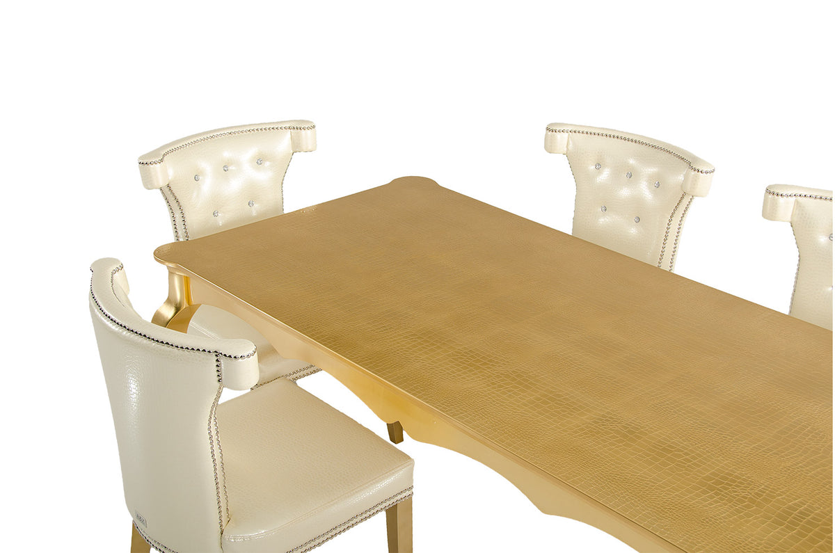 Imperial Transitional Gold Crocodile Dining Table