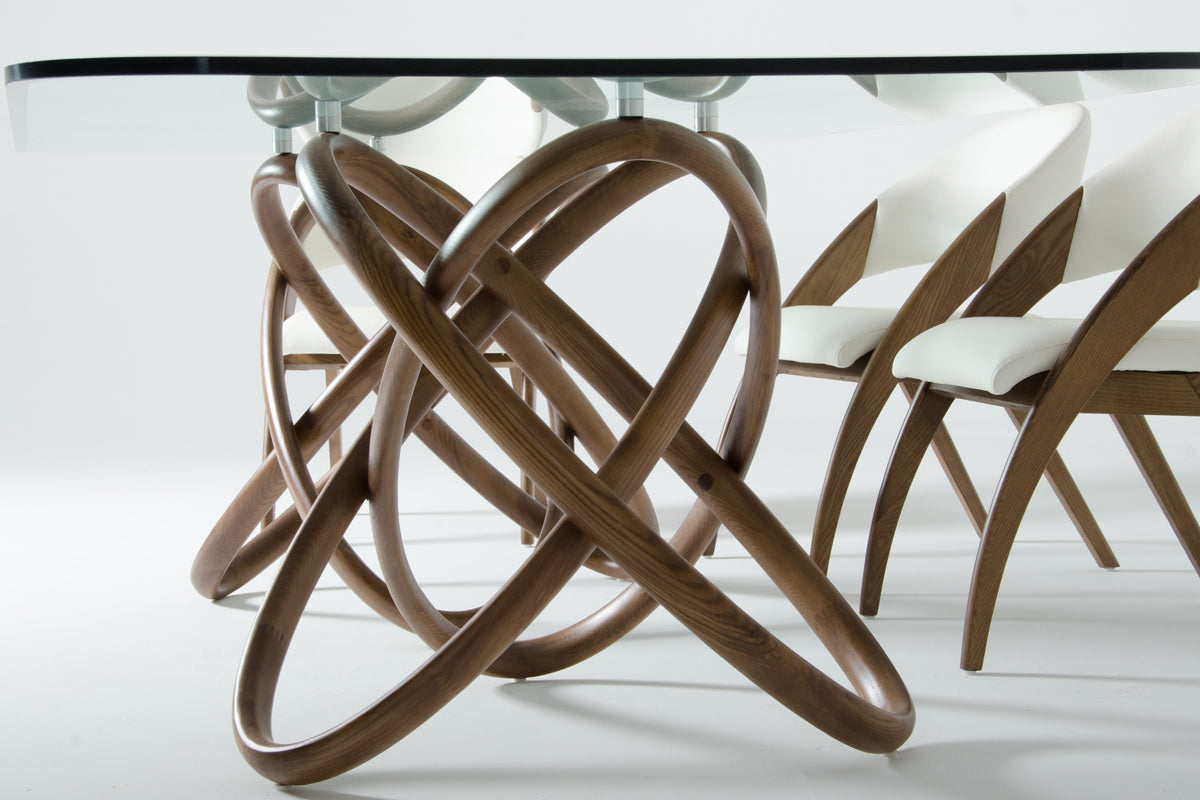 Mason Modern Glass and Walnut Dining Table