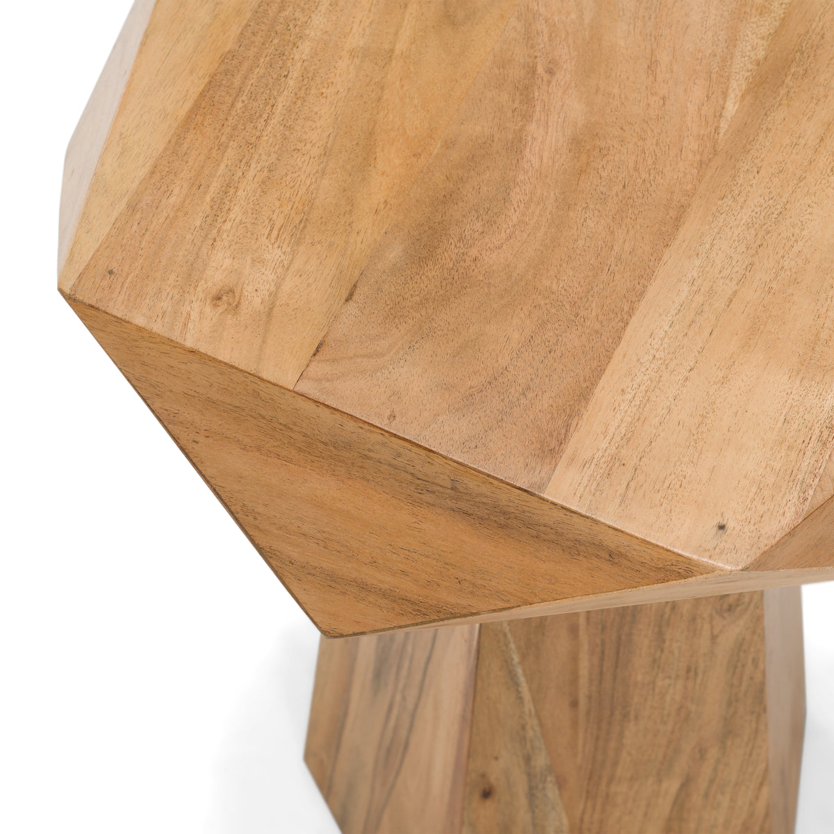 Duffy Modern Acacia Pentagon End Table