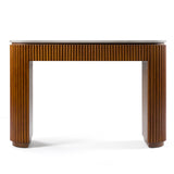 Duncan Modern Faux Concrete + Walnut Console Table