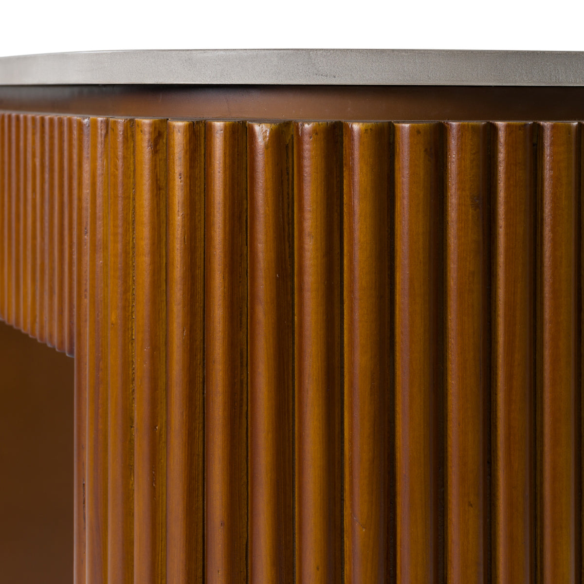 Duncan Modern Faux Concrete + Walnut Console Table