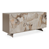 Dunster Contemporary Beige Ceramic + Metallic Grey Buffet