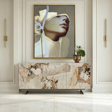 Dunster Contemporary Beige Ceramic + Metallic Grey Buffet