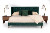 Eastern King Durango Modern Green Fabric & Walnut Bed