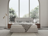 Dustin Modern Grey Fabric & Walnut Trimmed Bed