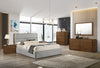Dustin Modern Grey Fabric & Walnut Trimmed Bed
