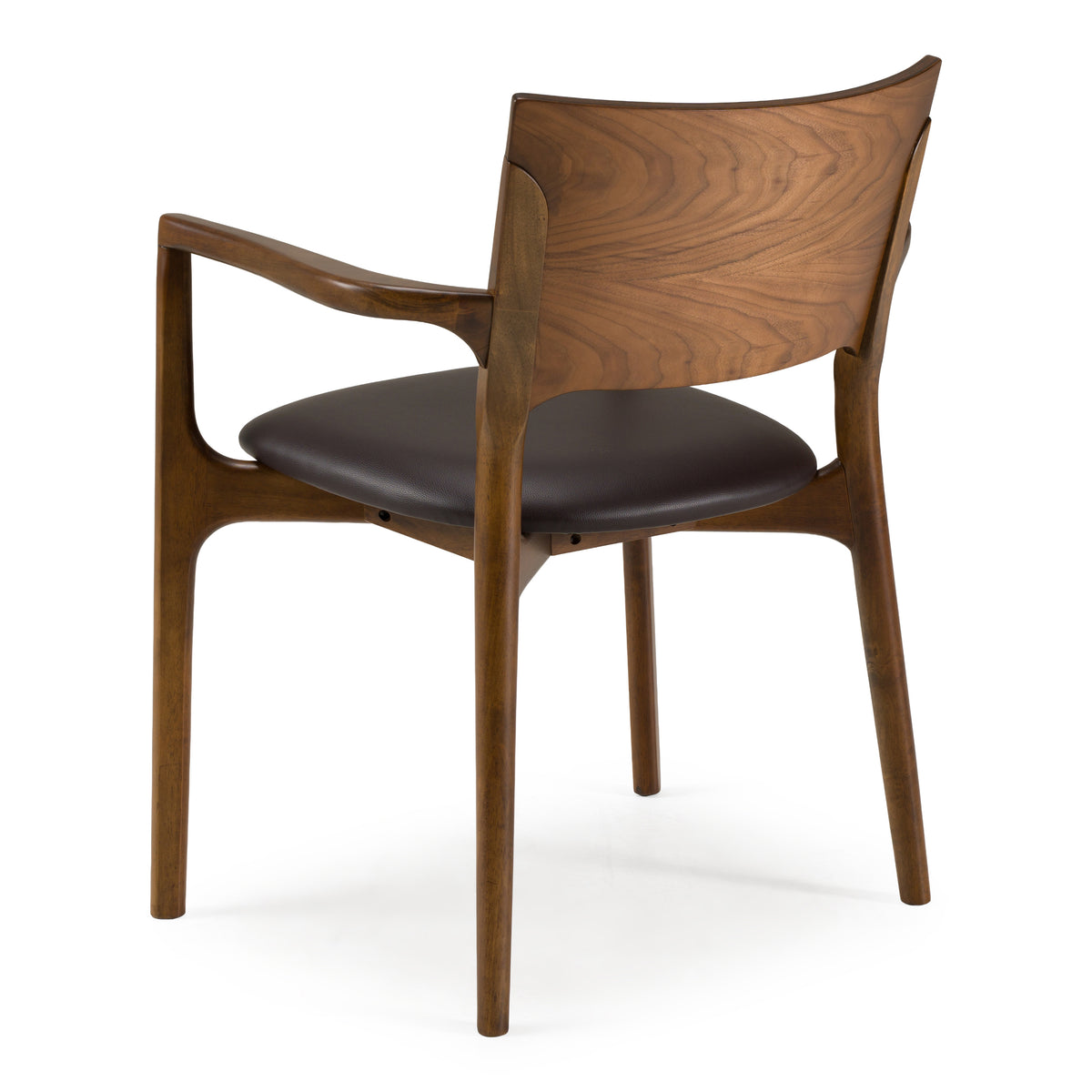 Edelman Mid-Century Modern Brown Leatherette + Walnut Dining Chair