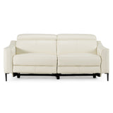 Eden Modern White Leather Sofa With 2 Recliners