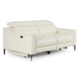Eden Modern White Leather Sofa With 2 Recliners