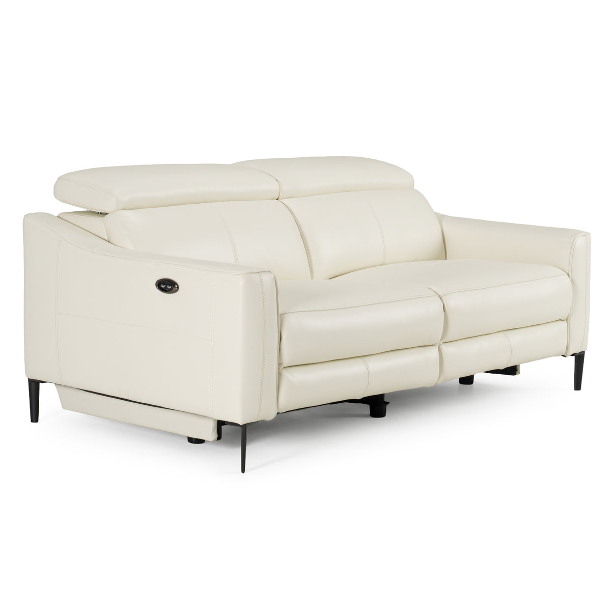 Eden Modern White Leather Sofa With 2 Recliners