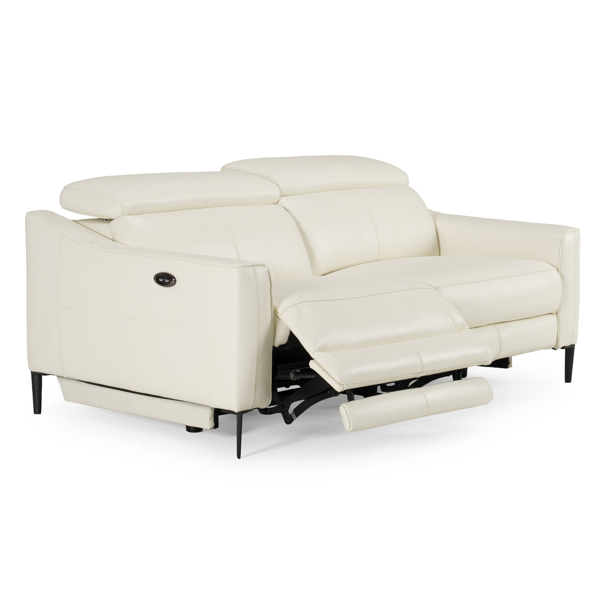 Eden Modern White Leather Sofa With 2 Recliners