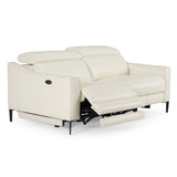 Eden Modern White Leather Sofa With 2 Recliners