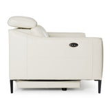 Eden Modern White Leather Sofa With 2 Recliners