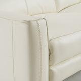 Eden Modern White Leather Sofa With 2 Recliners