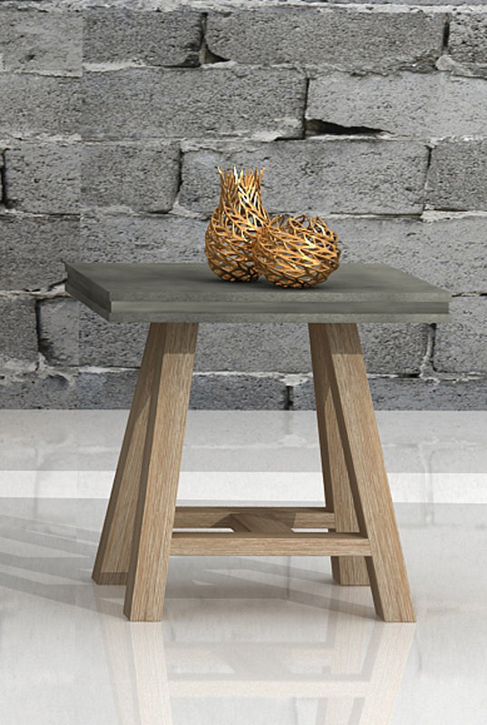 Civic Modern Concrete & Acacia End Table