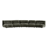 Elias Modern Green Fabric Curved Modular Sectional Sofa-5-Piece Sectional