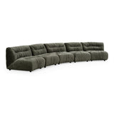 Elias Modern Green Fabric Curved Modular Sectional Sofa