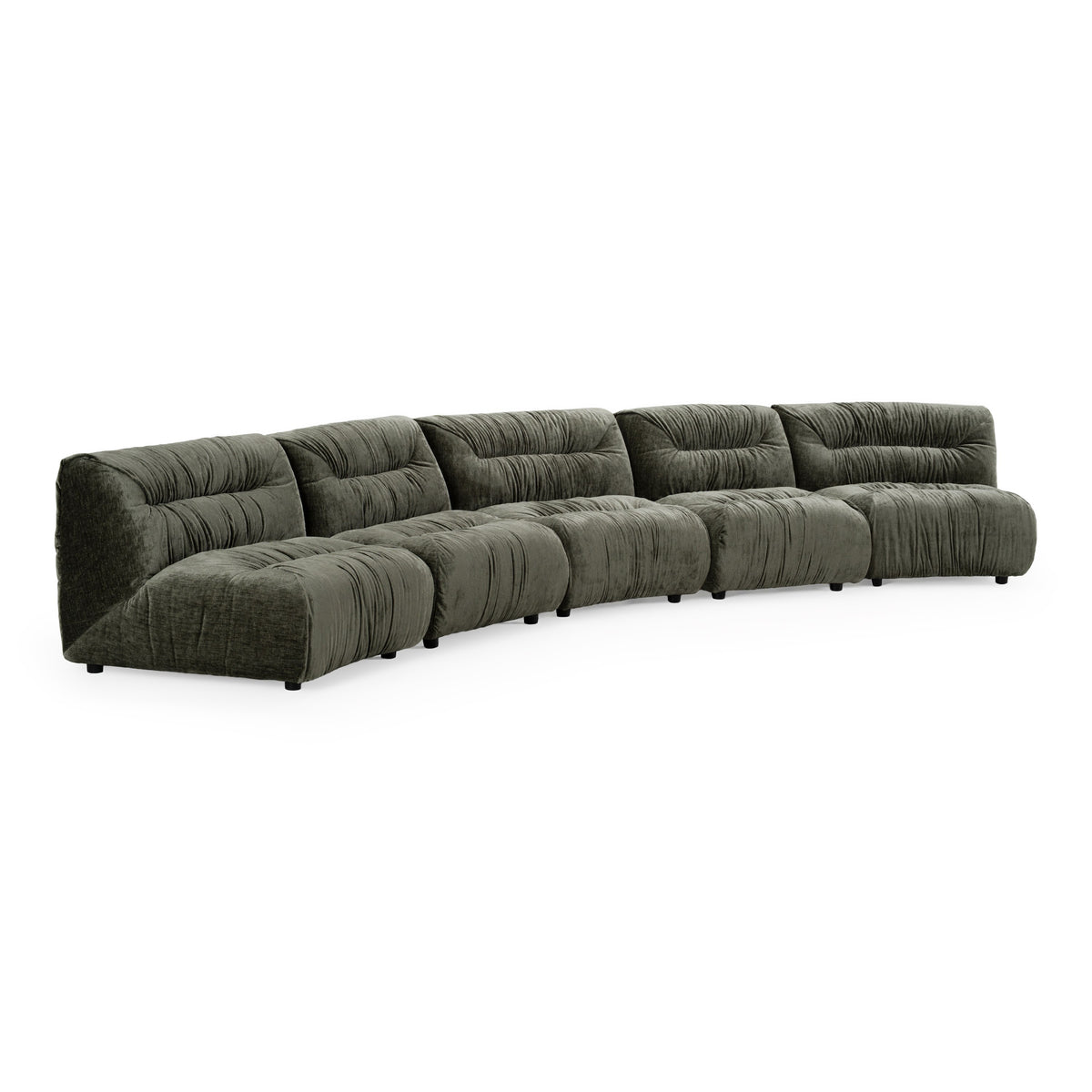 Elias Modern Green Fabric Curved Modular Sectional Sofa