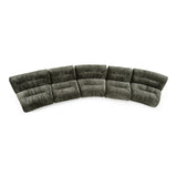 Elias Modern Green Fabric Curved Modular Sectional Sofa-5-Piece Sectional