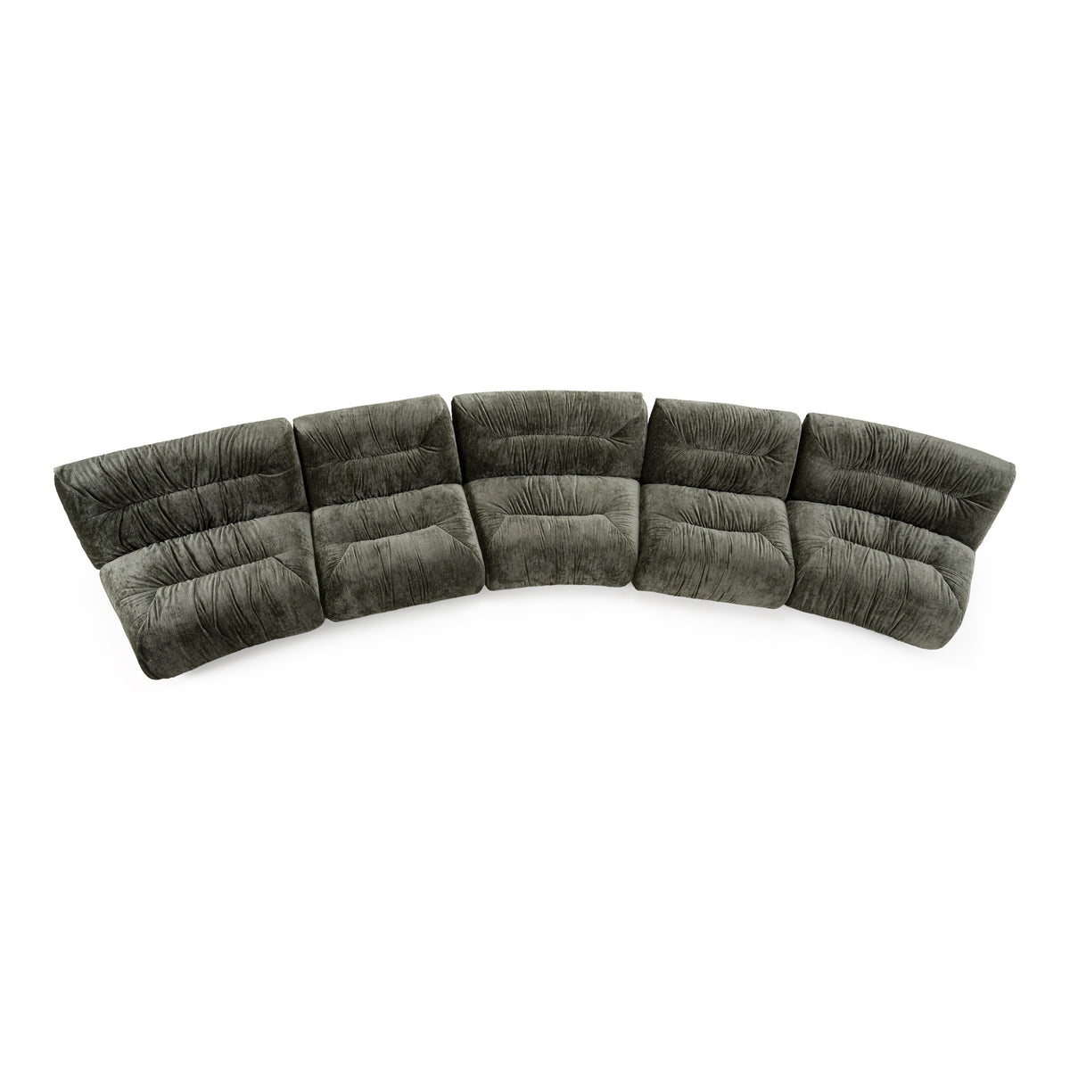 Elias Modern Green Fabric Curved Modular Sectional Sofa-5-Piece Sectional