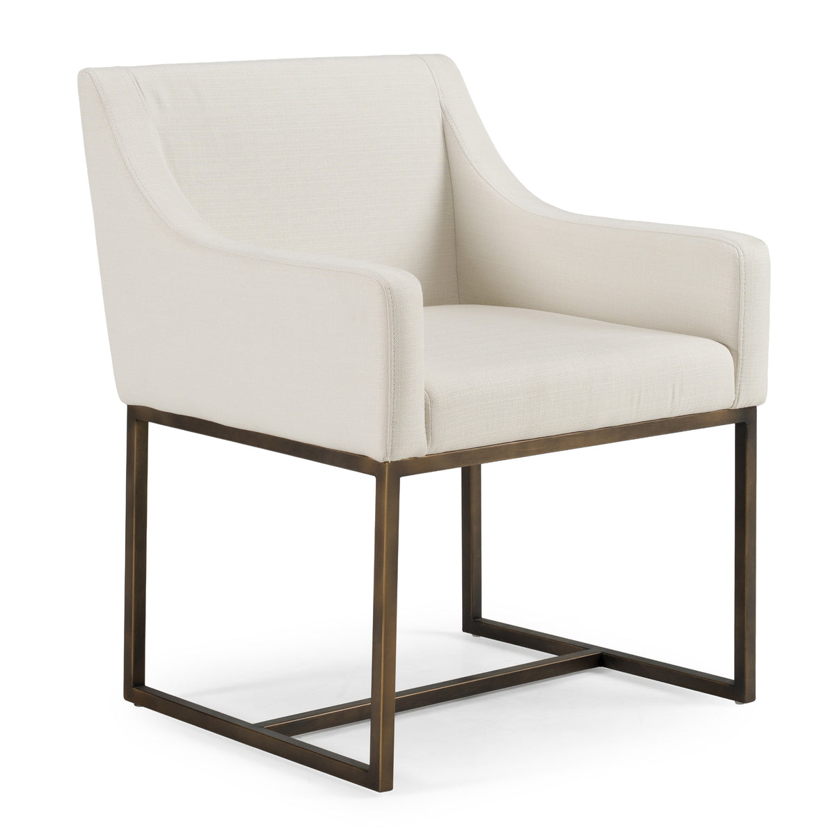 Elijah Modern Off White & Copper Antique Brass Dining Chair