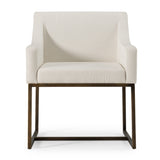 Elijah Modern Off White & Copper Antique Brass Dining Chair