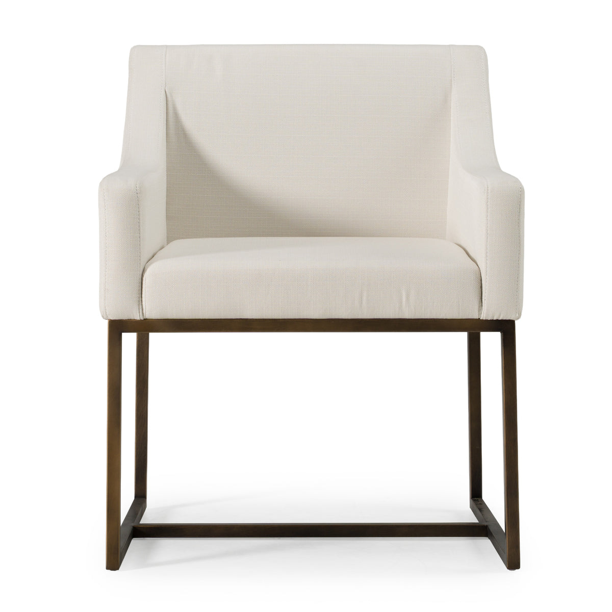 Elijah Modern Off White & Copper Antique Brass Dining Chair