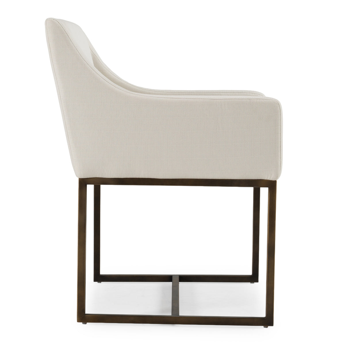 Elijah Modern Off White & Copper Antique Brass Dining Chair