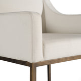 Elijah Modern Off White & Copper Antique Brass Dining Chair