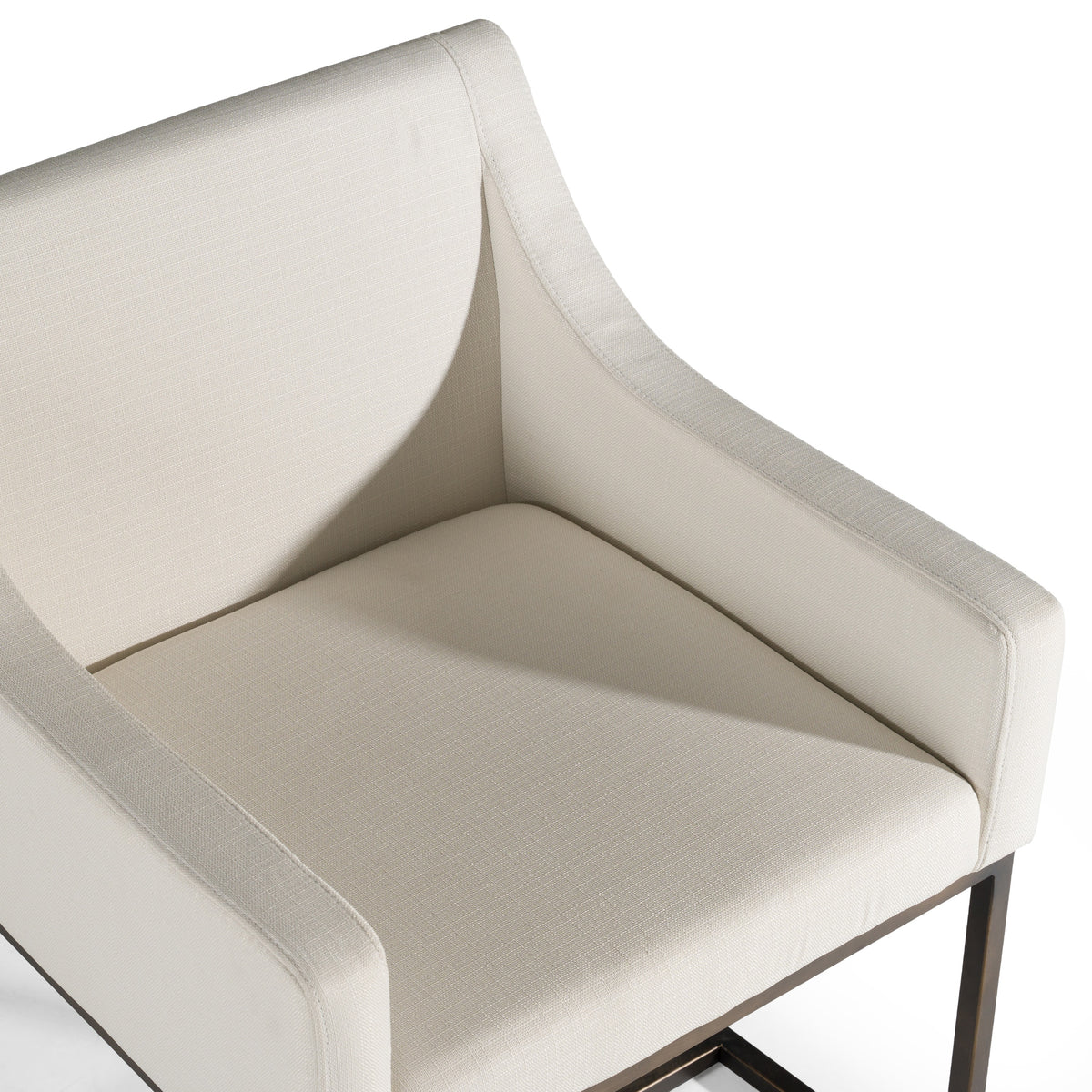 Elijah Modern Off White & Copper Antique Brass Dining Chair