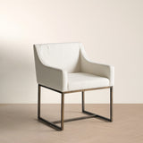 Elijah Modern Off White & Copper Antique Brass Dining Chair