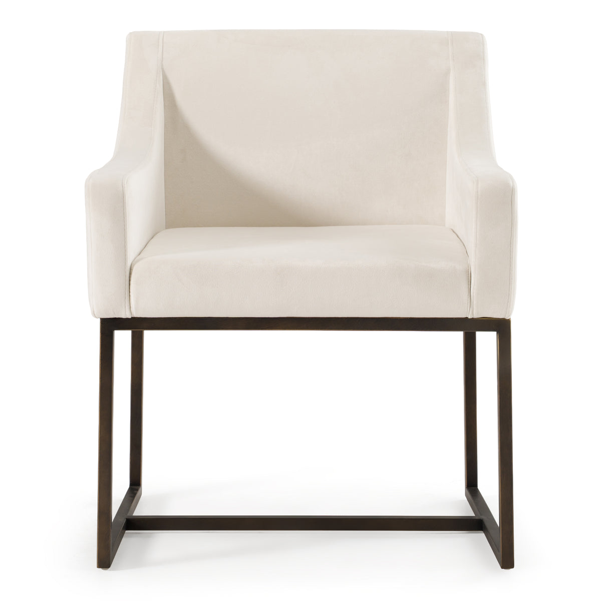 Elijah Modern Beige & Copper Antique Brass Dining Chair