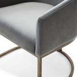 Elisa Modern Grey Velvet & Brass Dining Chair