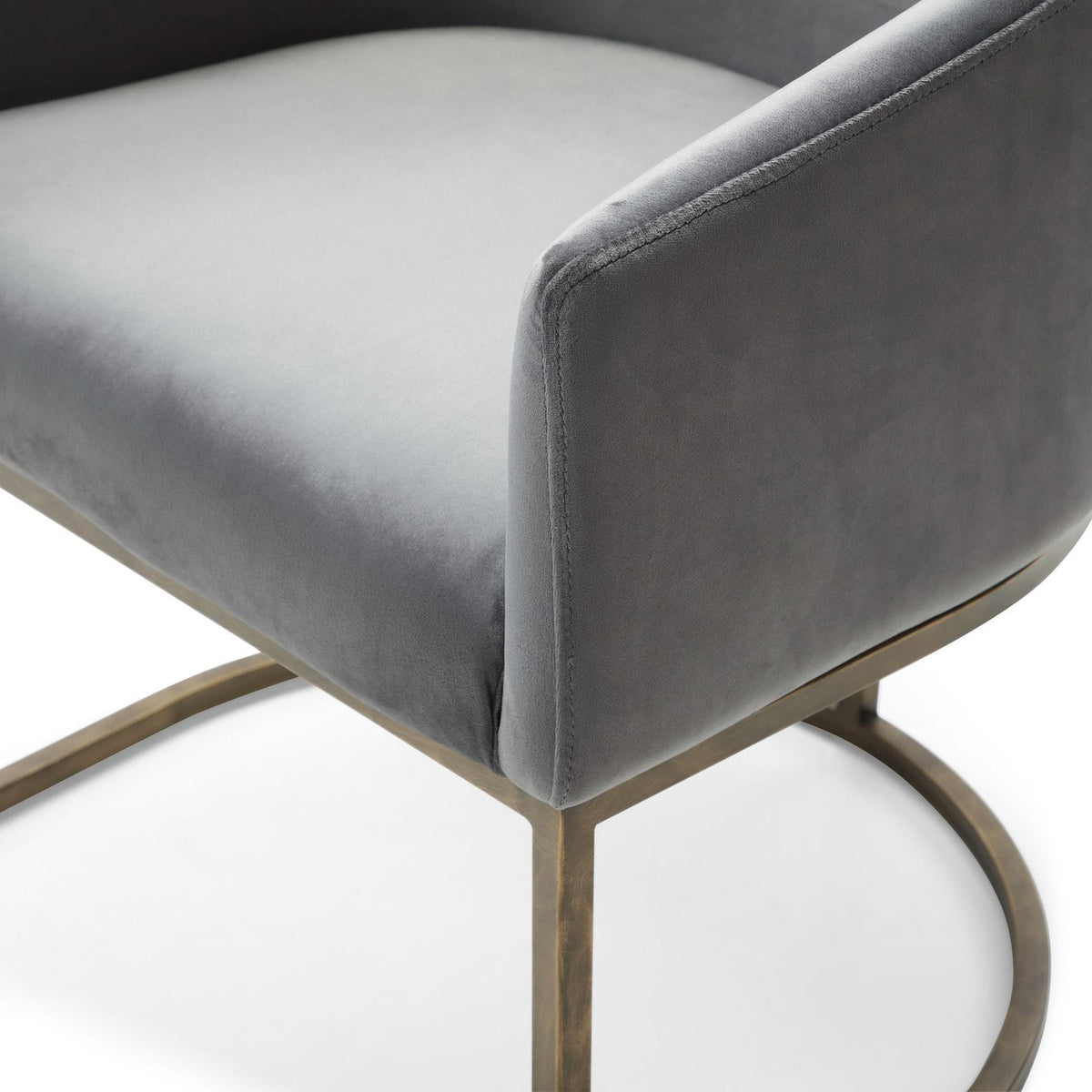 Elisa Modern Grey Velvet & Brass Dining Chair