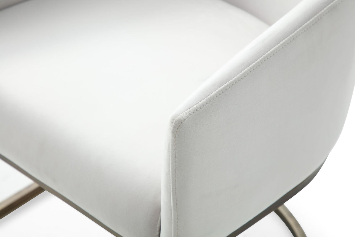 Elisa Modern Beige Velvet & Brass Dining Chair