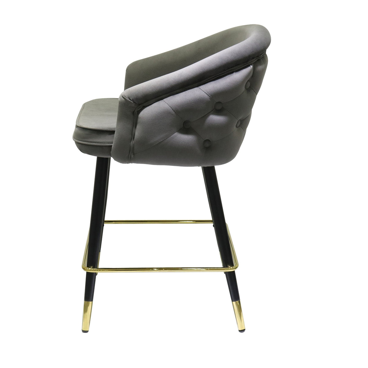 Elliot Contemporary Grey & Black/Gold Dining Bar Stool (Set of 2)