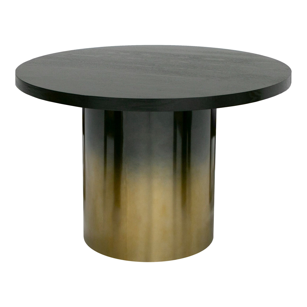 Elmira Glam Black Ash + Gradient Stainless Steel Round Dining Table