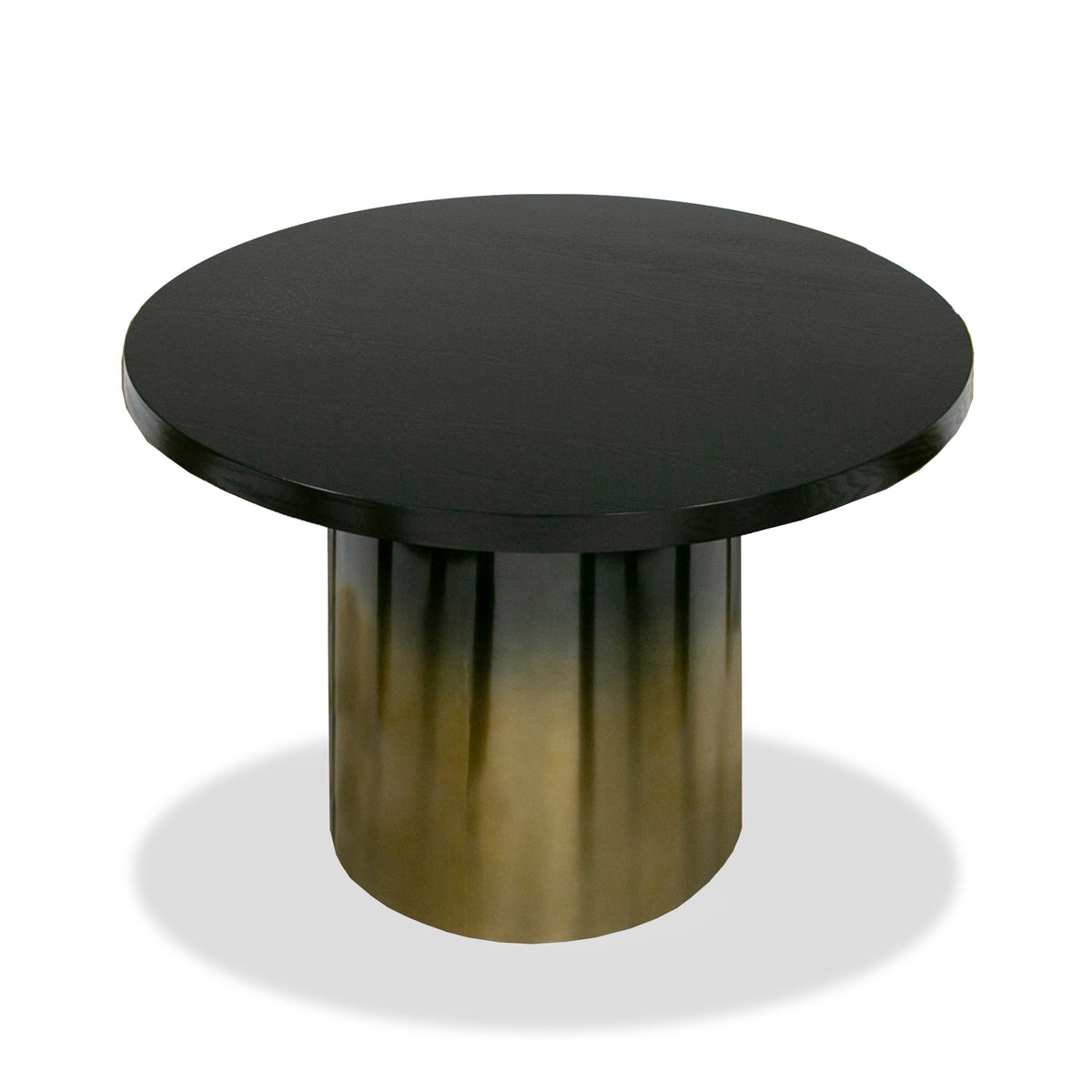 Elmira Glam Black Ash + Gradient Stainless Steel Round Dining Table