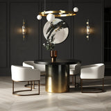Elmira Glam Black Ash + Gradient Stainless Steel Round Dining Table