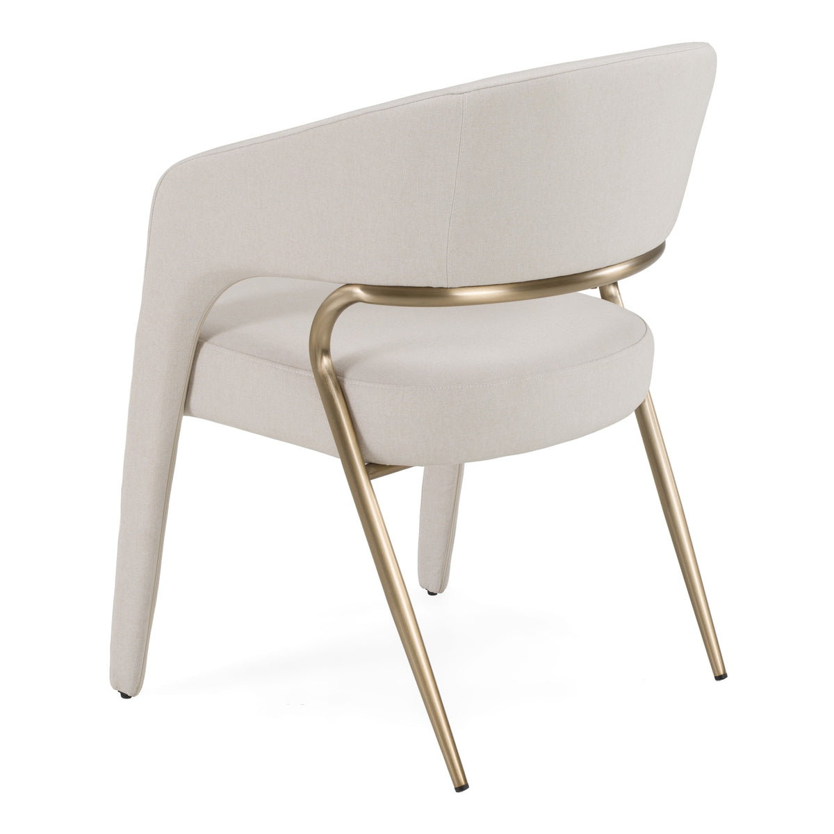 Elson Modern Off-White Fabric + Antique Brass Dining Chair