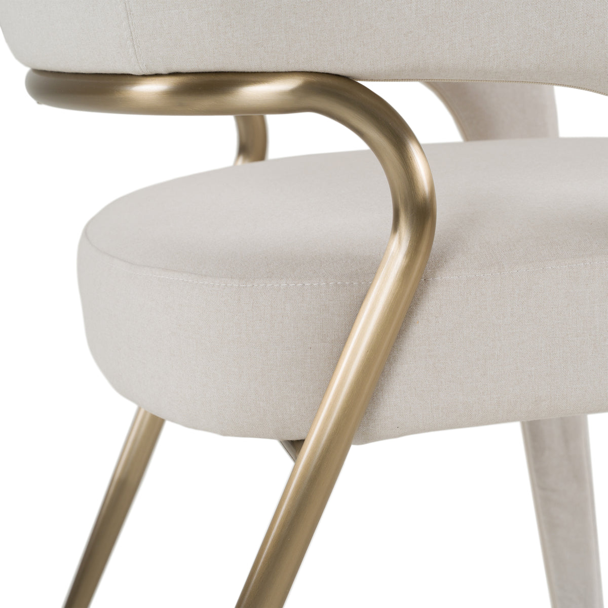 Elson Modern Off-White Fabric + Antique Brass Dining Chair