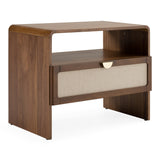 Emilio Modern Beige Fabric + Burlap + Walnut 4-Piece Bedroom Set