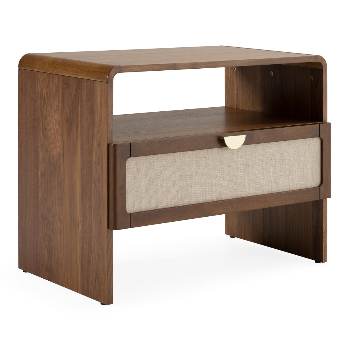 Emilio Modern Beige Fabric + Burlap + Walnut 4-Piece Bedroom Set