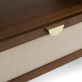 Emilio Modern Beige Fabric + Burlap + Walnut 4-Piece Bedroom Set